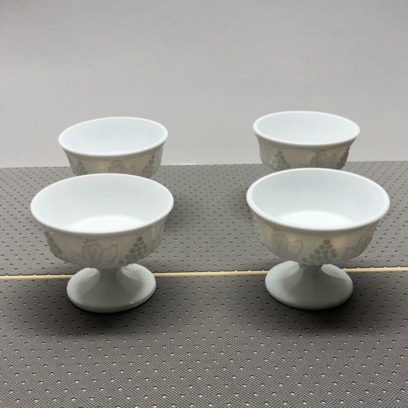 Indiana Glass Other - VTG INDIANA HARVEST GRAPE MILK GLASS FOOTED SHERBET/DESSERT PEDESTAL BOWL